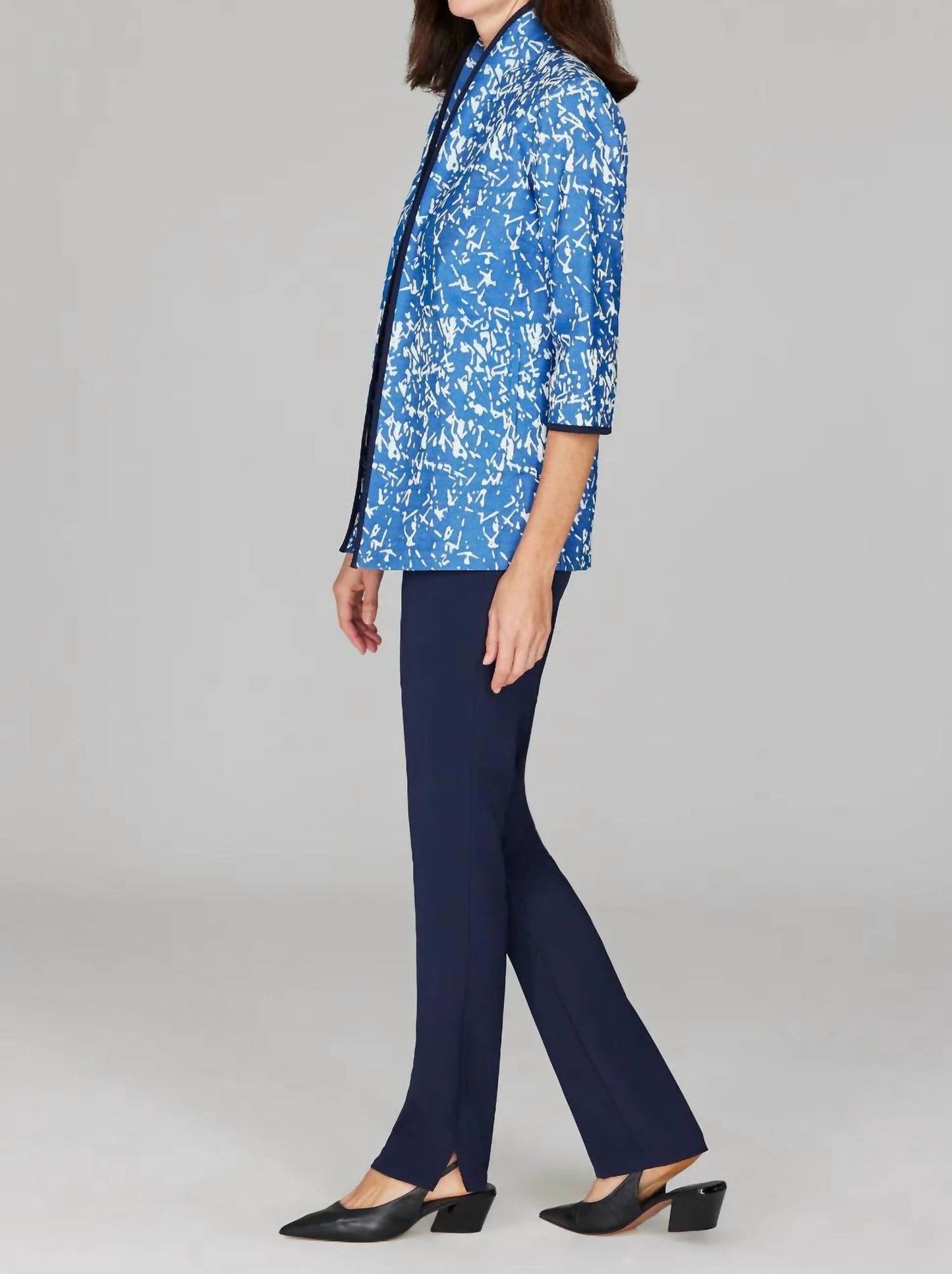 Paintbrush Stretch Jacquard High Neck Jacket