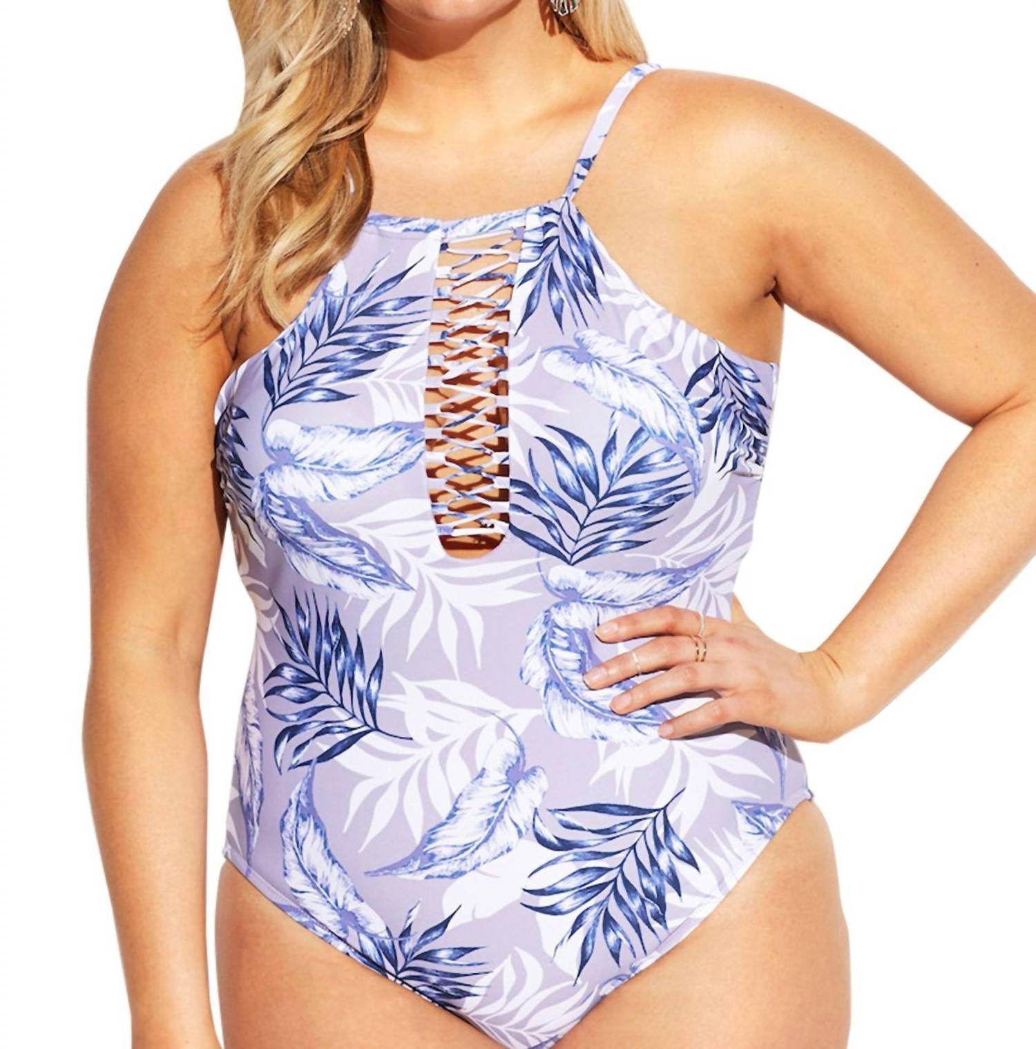 Raisins - Curve Ola Lace High Neck One Piece Swimsuit - Plus - Rack Hunt -