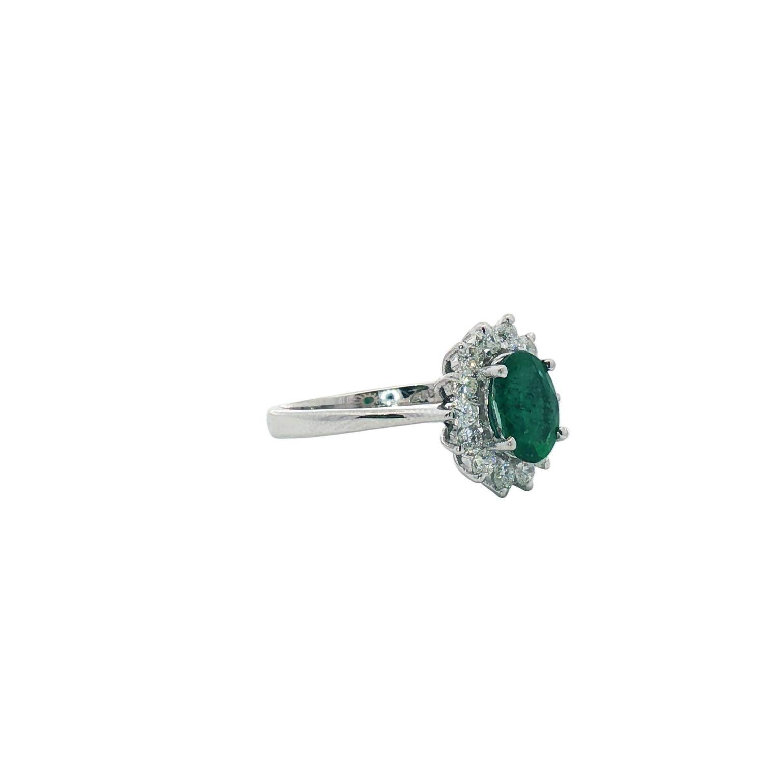 Normani - Women's Oval Emerald Ring With Diamond Halo - Rack Hunt -