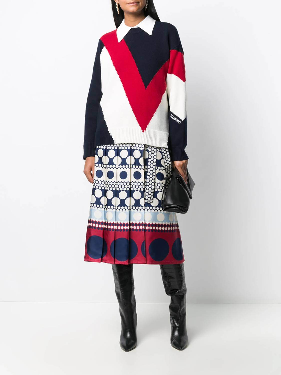 Valentino - Stripe And Dot Skirt - Rack Hunt