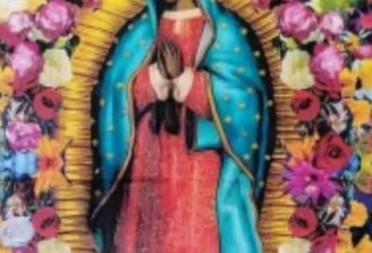 Our Lady Of Guadalupe Floral Blanket 59" X 51"