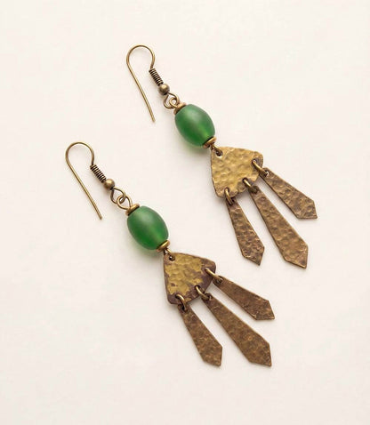 Women's Hammered Brass Dangle Earrings