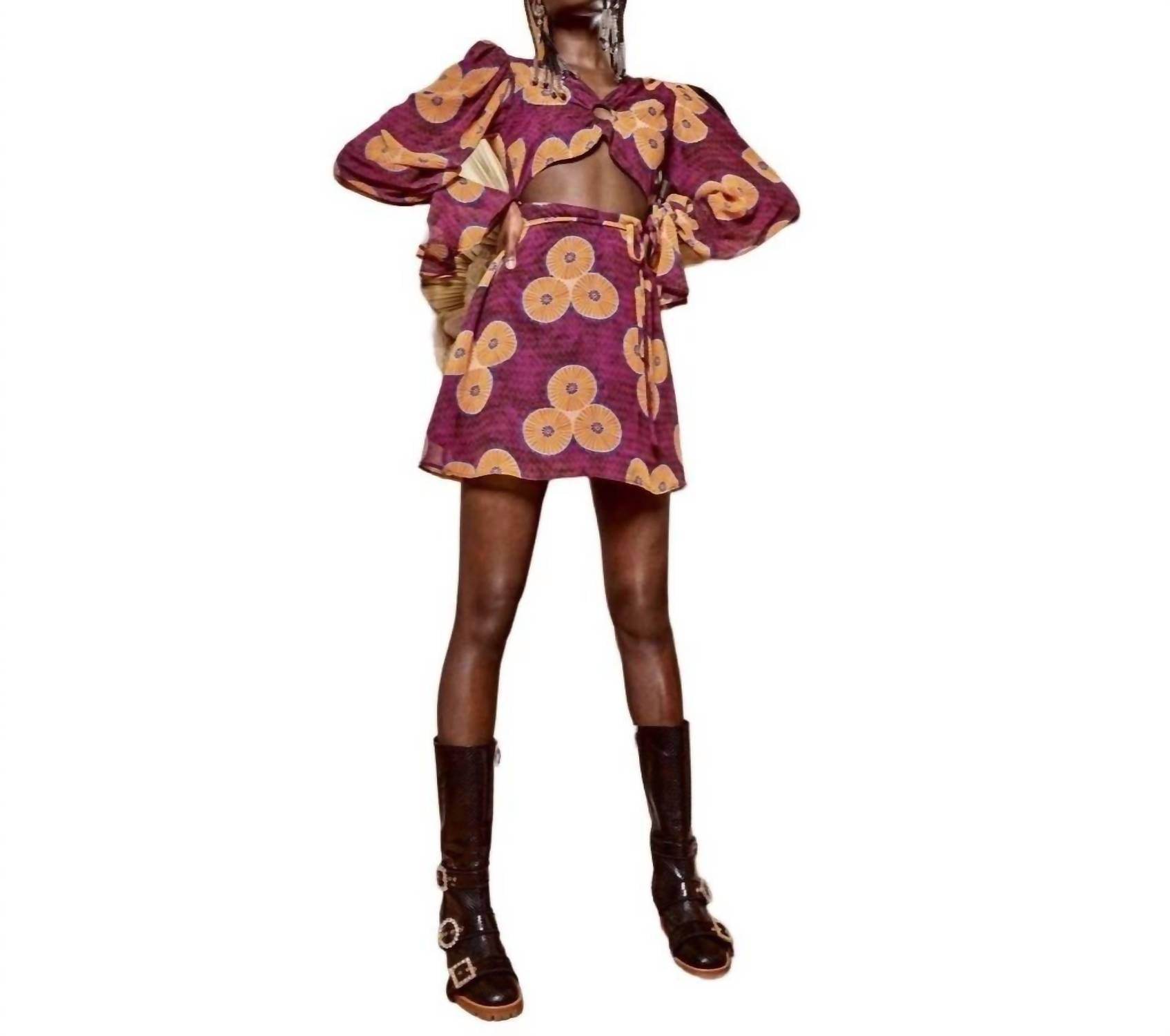 Autumn Adeigbo - Amelie Printed Cut-out Mini A-line Dress - Rack Hunt -