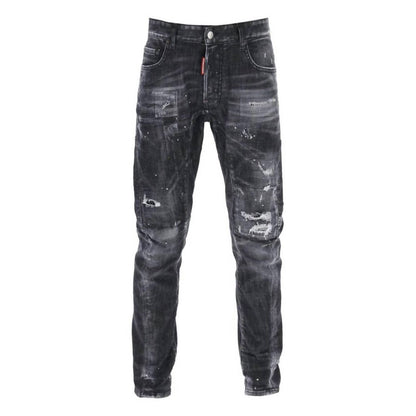Men’s Sprayed Effect Distressed Skater Jeans