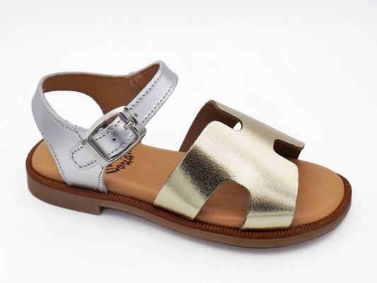 CALZADOS FERNANDEZ ALONSO SL - Girl's Metallic Leather Sandal - Rack Hunt -