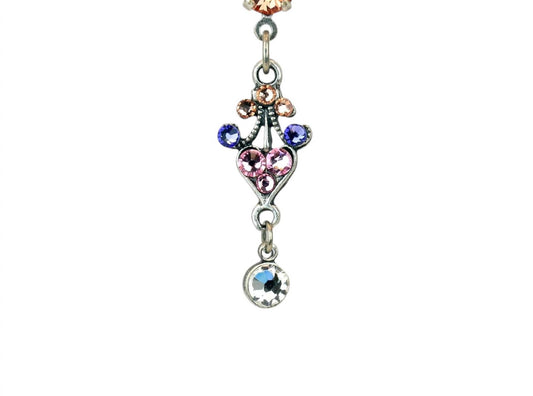 Women's Spring Filigree Heart Drop Crystal Earrings