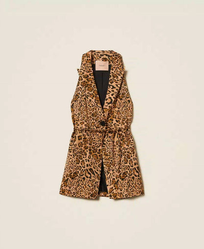 Animal Print Sleeveless Jacket