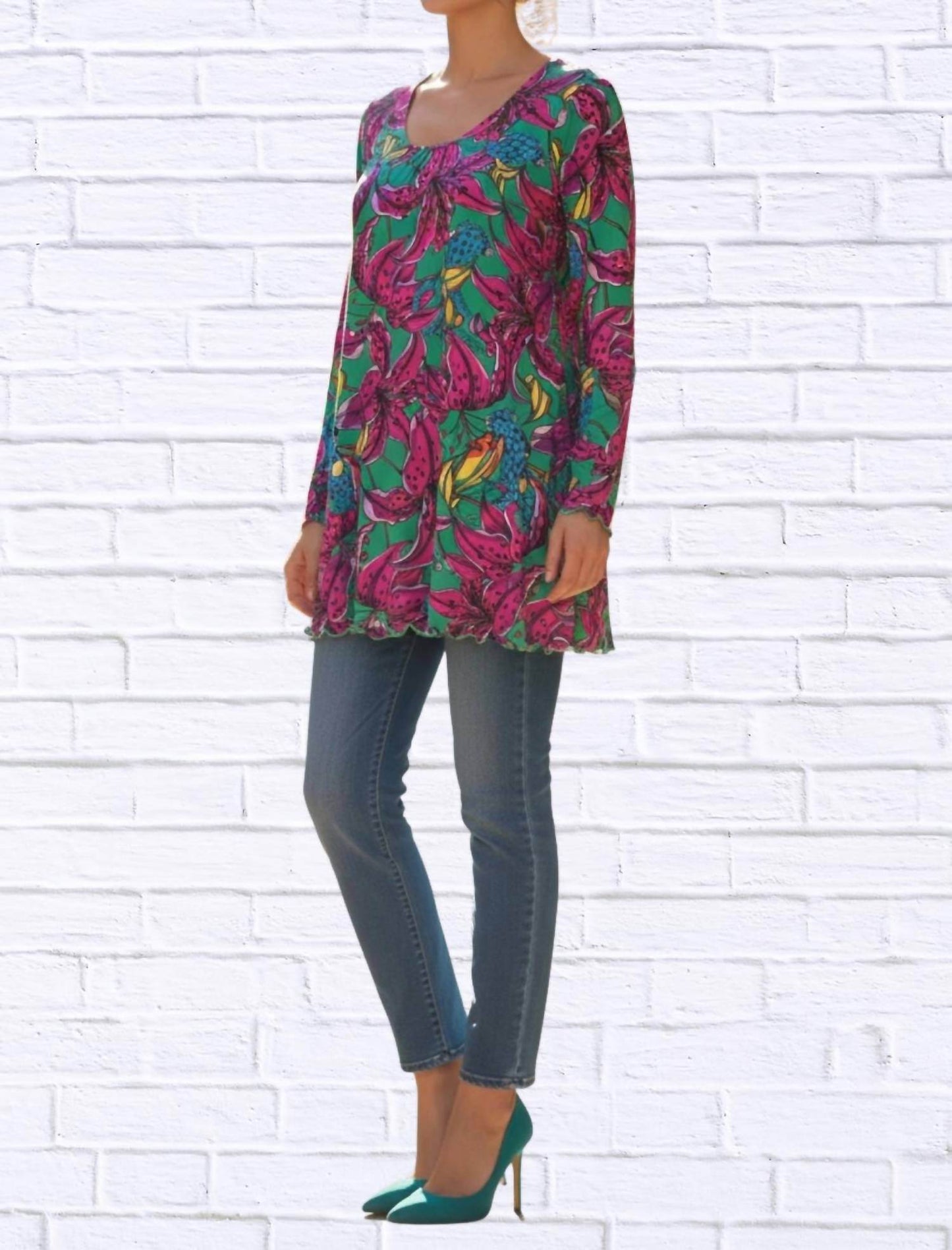 Diva USA - Sibella Pleated Front Long Sleeve Blouse - Rack Hunt -