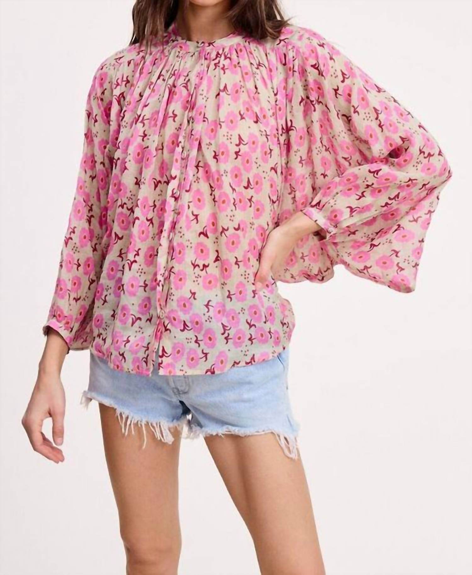 Ultramarine - Lucie Blossom Wide-Sleeve Blouse - Rack Hunt -