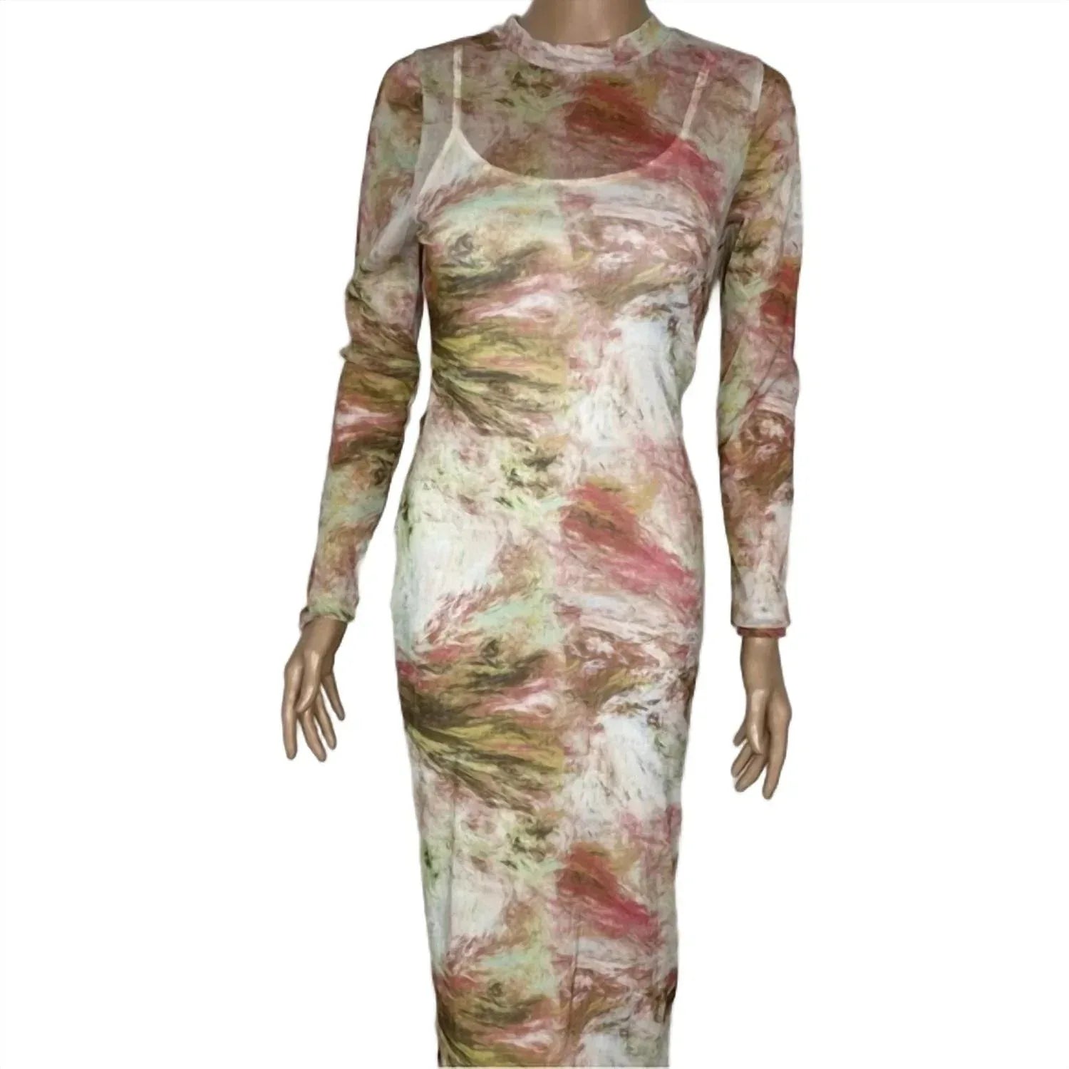 Blanc - Women's Long‑sleeve Shimmer Mesh Dress - Rack Hunt