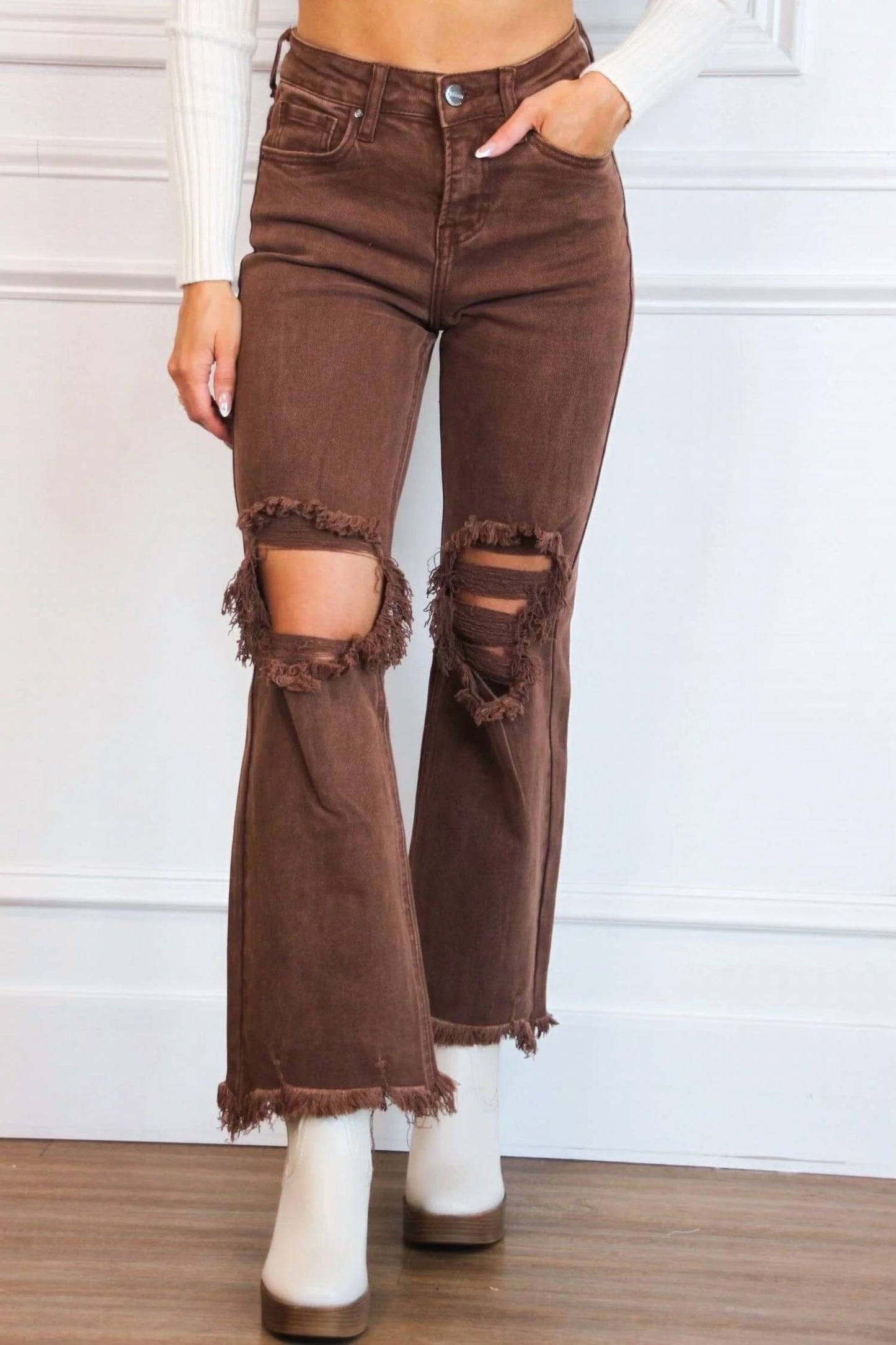 Riva Distressed High Rise Jeans