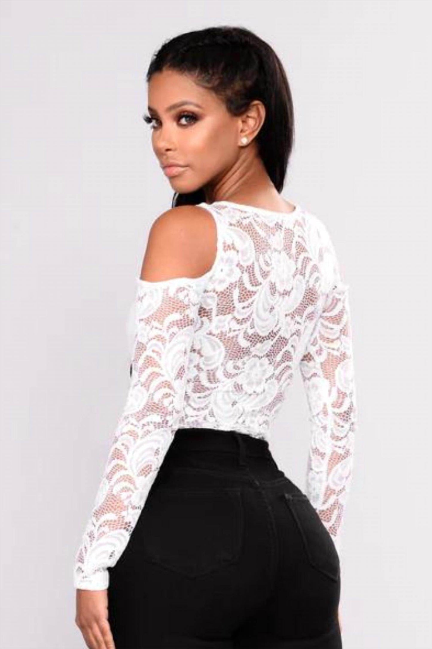 ASZ - Lace Cold Shoulder Long Sleeve - Rack Hunt -