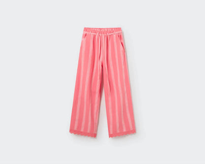 Girl's Jacquard Crop Top And Ruffle Pants Set