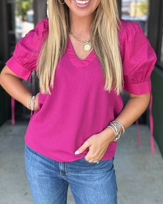 V-neck Ribbed Top
