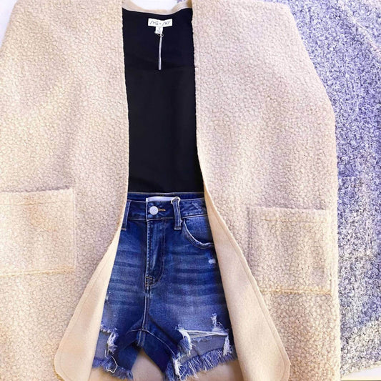 Do Everything in Love - Vivian Cards Sherpa Cardigan With Pockets - Rack Hunt -