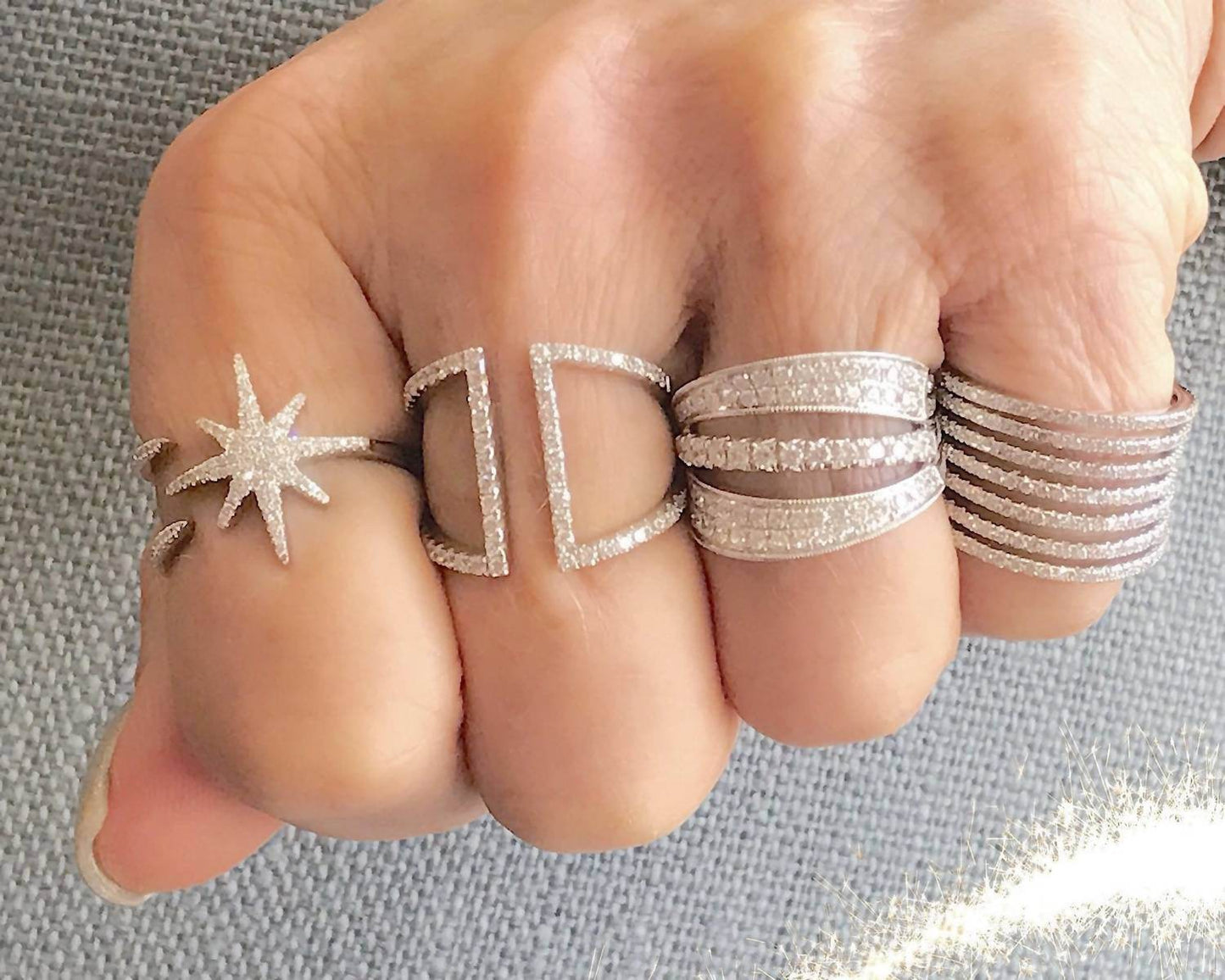 Normani - Women's 7 Row Wide Vertebrae Diamond Ring - Rack Hunt -