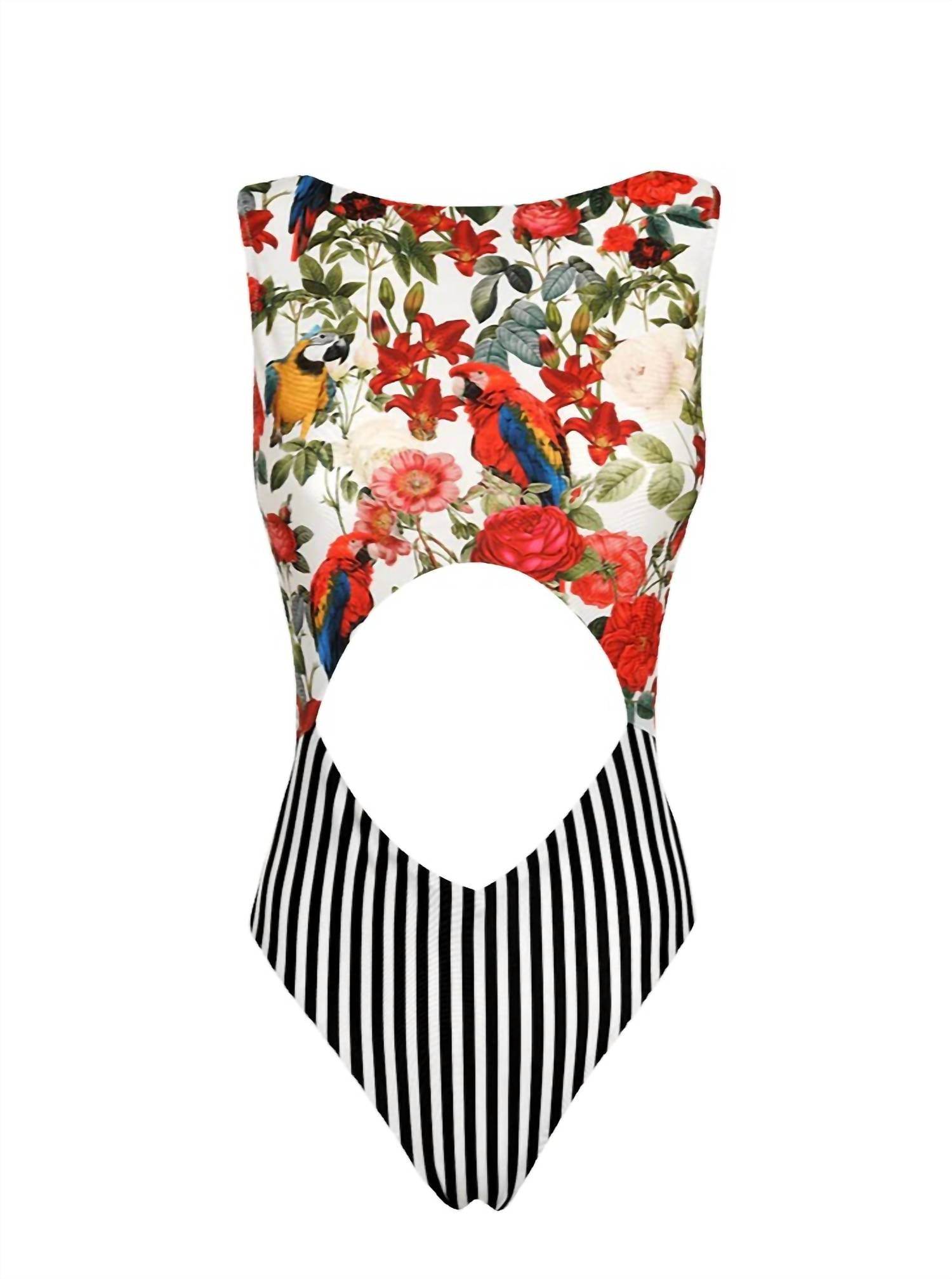 Lia Sahara - Women's Cut Out One Piece + Puffed Short Sleeves - Rack Hunt -