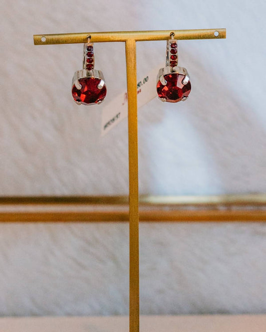 Women's One Stone Drop Lever Back Earrings