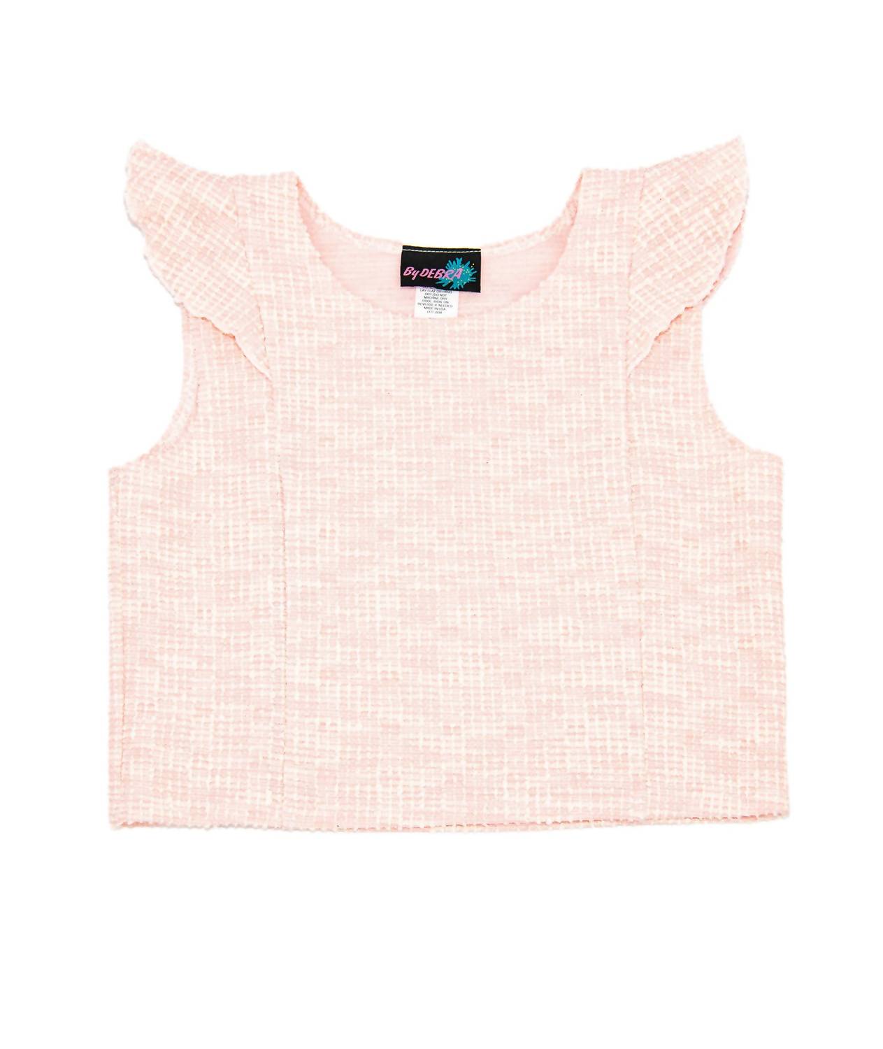 Girls Leah Boucle Flutter Sleeve Top