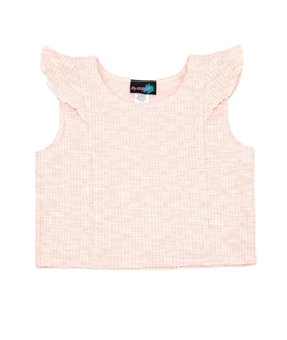 Girls Leah Boucle Flutter Sleeve Top