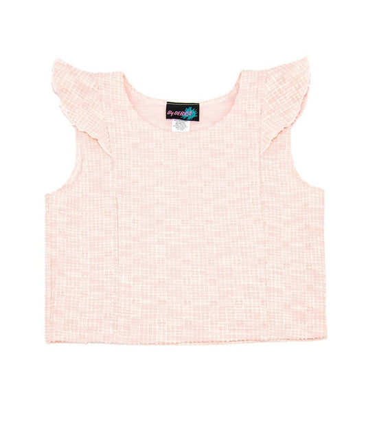 Girls Leah Boucle Flutter Sleeve Top