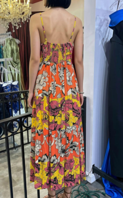 Flowy V Neck Maxi Dress