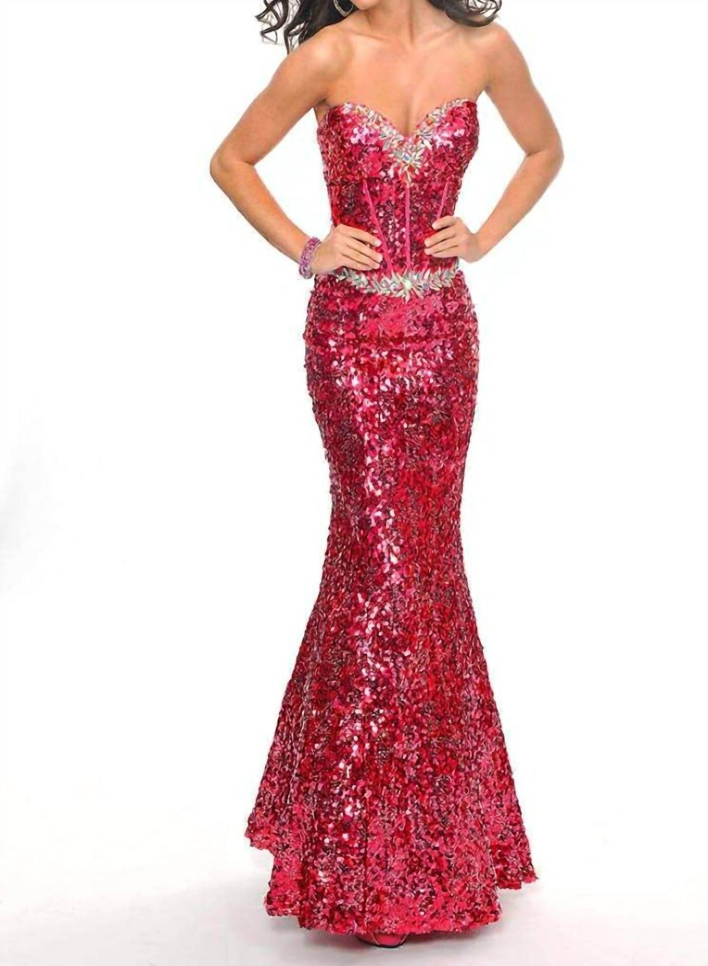Precious Formals - Fully Sequined Corset Mermaid Gown - Rack Hunt -