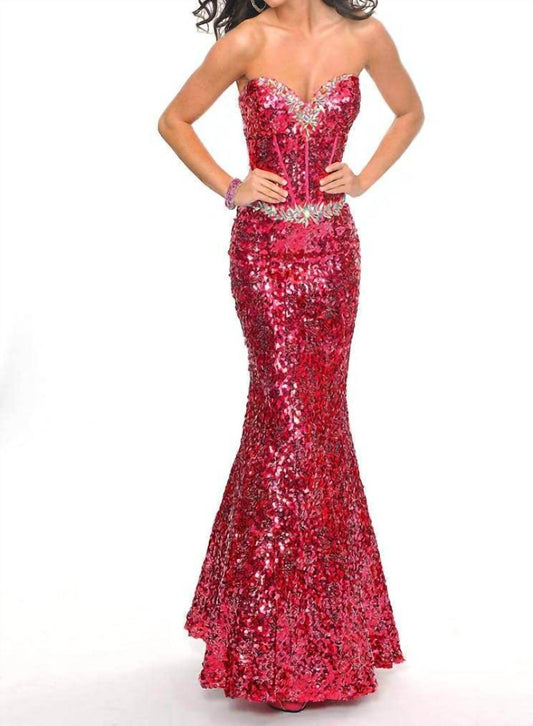Precious Formals - Fully Sequined Corset Mermaid Gown - Rack Hunt -