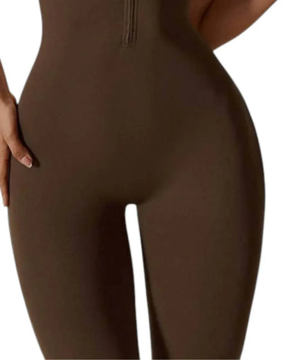 Rockstar Peach - Scuba Short Sleeve Zip Jumpsuit - Rack Hunt