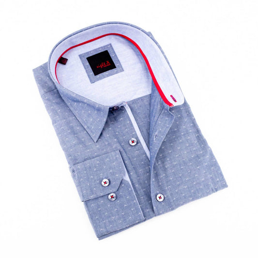 Men's Button Down Jacquard Shirt With Trim