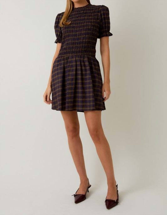 Mock Neck Smocked Mini Dress