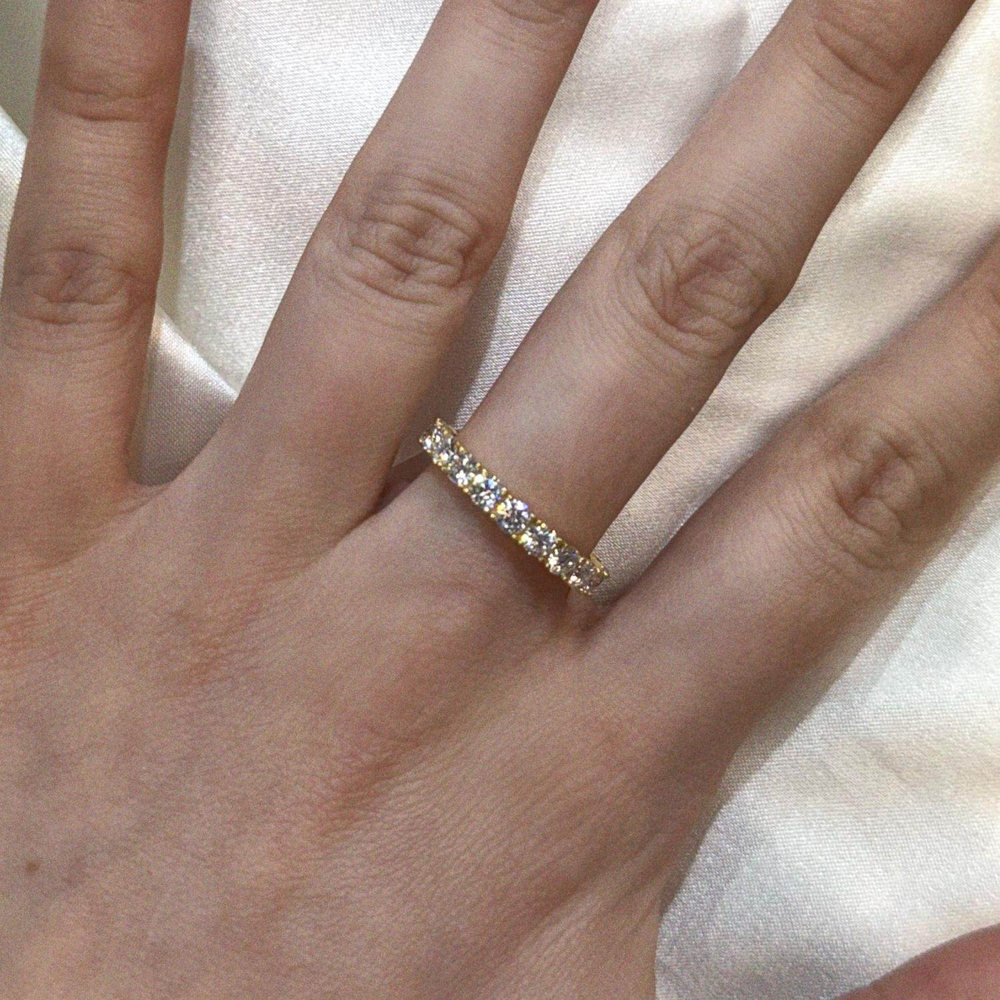 Allyanna Gifts - Women's Sterling Silver Moissanite Eternity Band Ring - Rack Hunt -