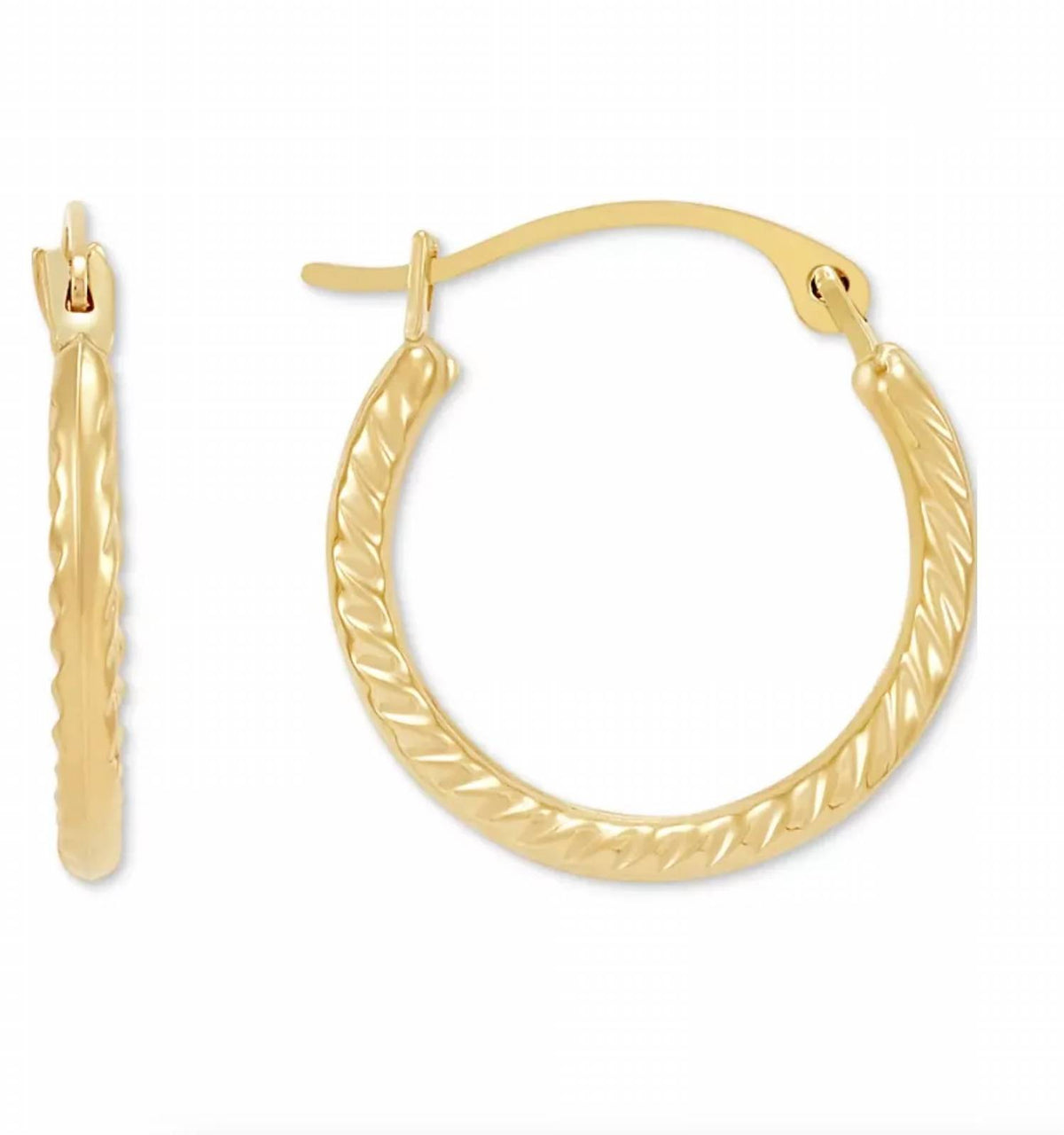Women's Polished Ribbed Textured Extra Small Hoop Earrings
