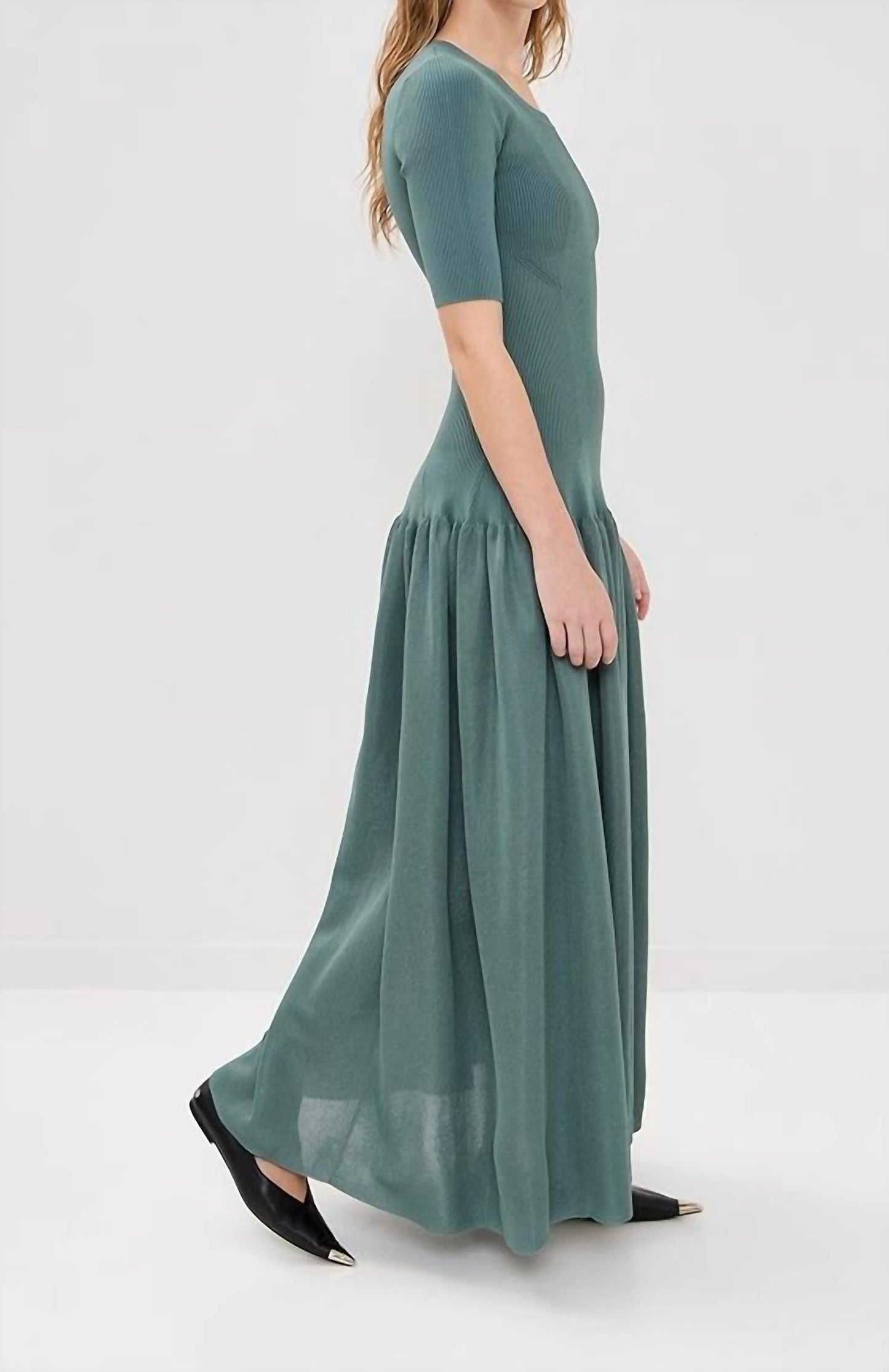 Maisie Gathered Stretch Knit Maxi Dress