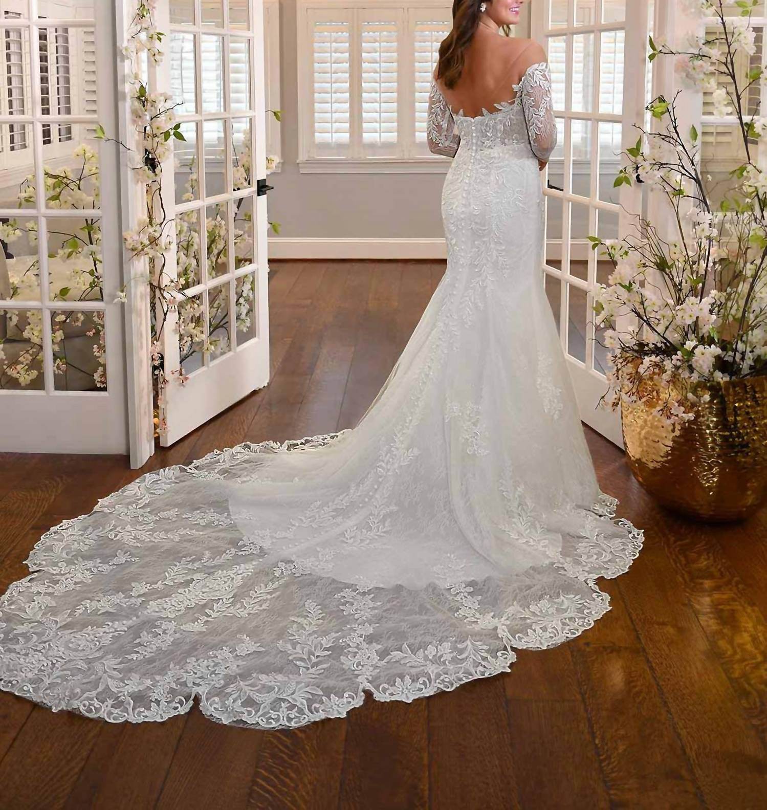 Essence of Australia - Long-sleeve Fit-and-flare Wedding Dress - Rack Hunt