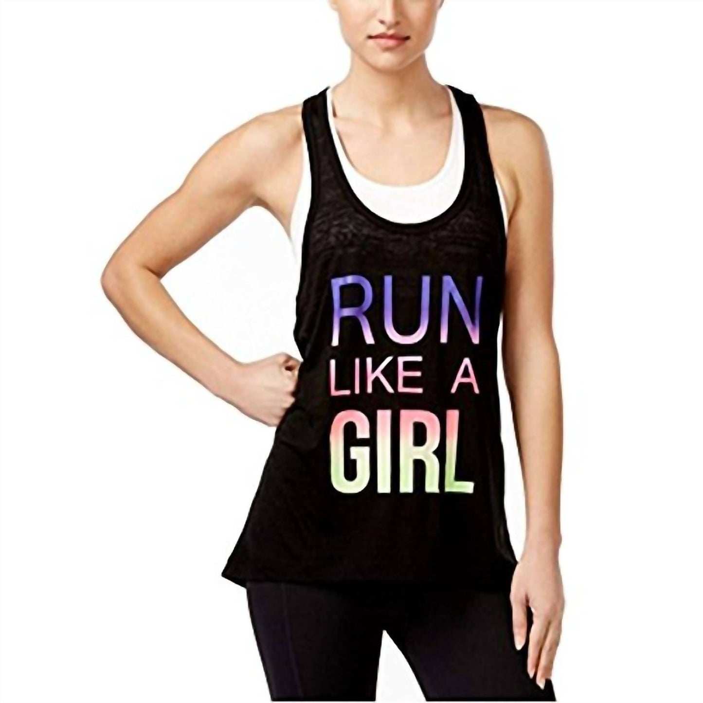 Ideology Womens Graphic Burnout Tank Top