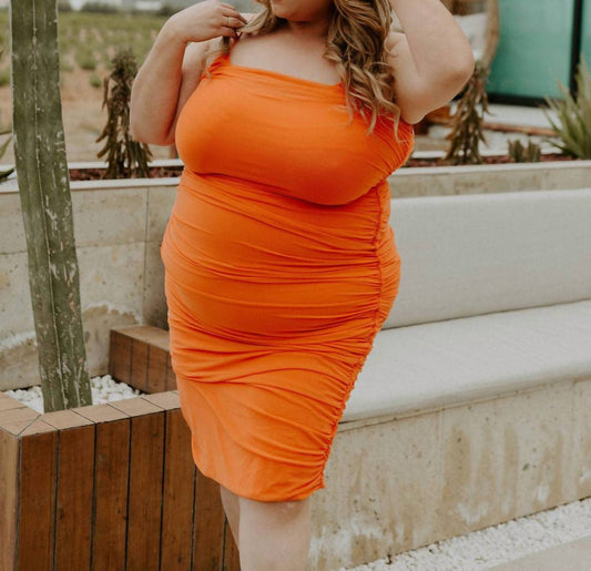Too Hot To Handle Ruched Midi Dress - Plus