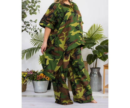 Hi Lo Hem Shirt And Pant Set - Plus