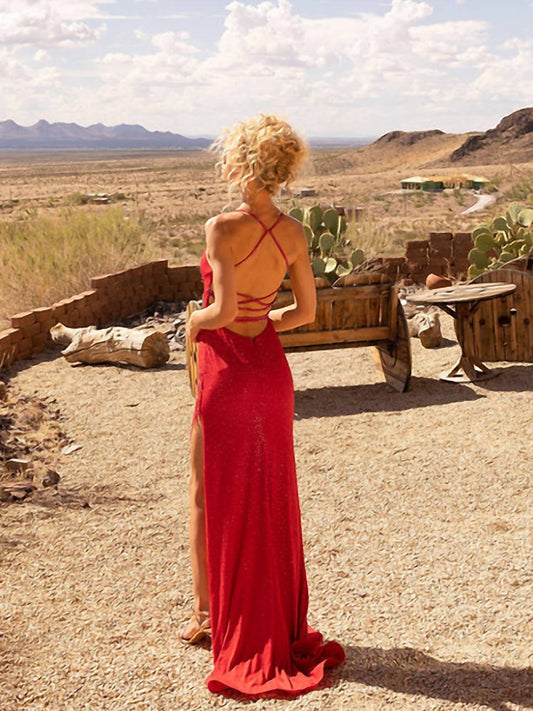 Lace-up Back Fringe Detail Maxi Dress
