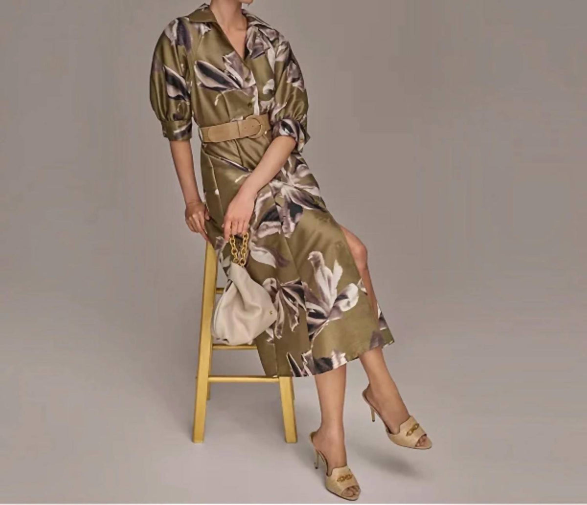 Print Belted Midi Shirtdress