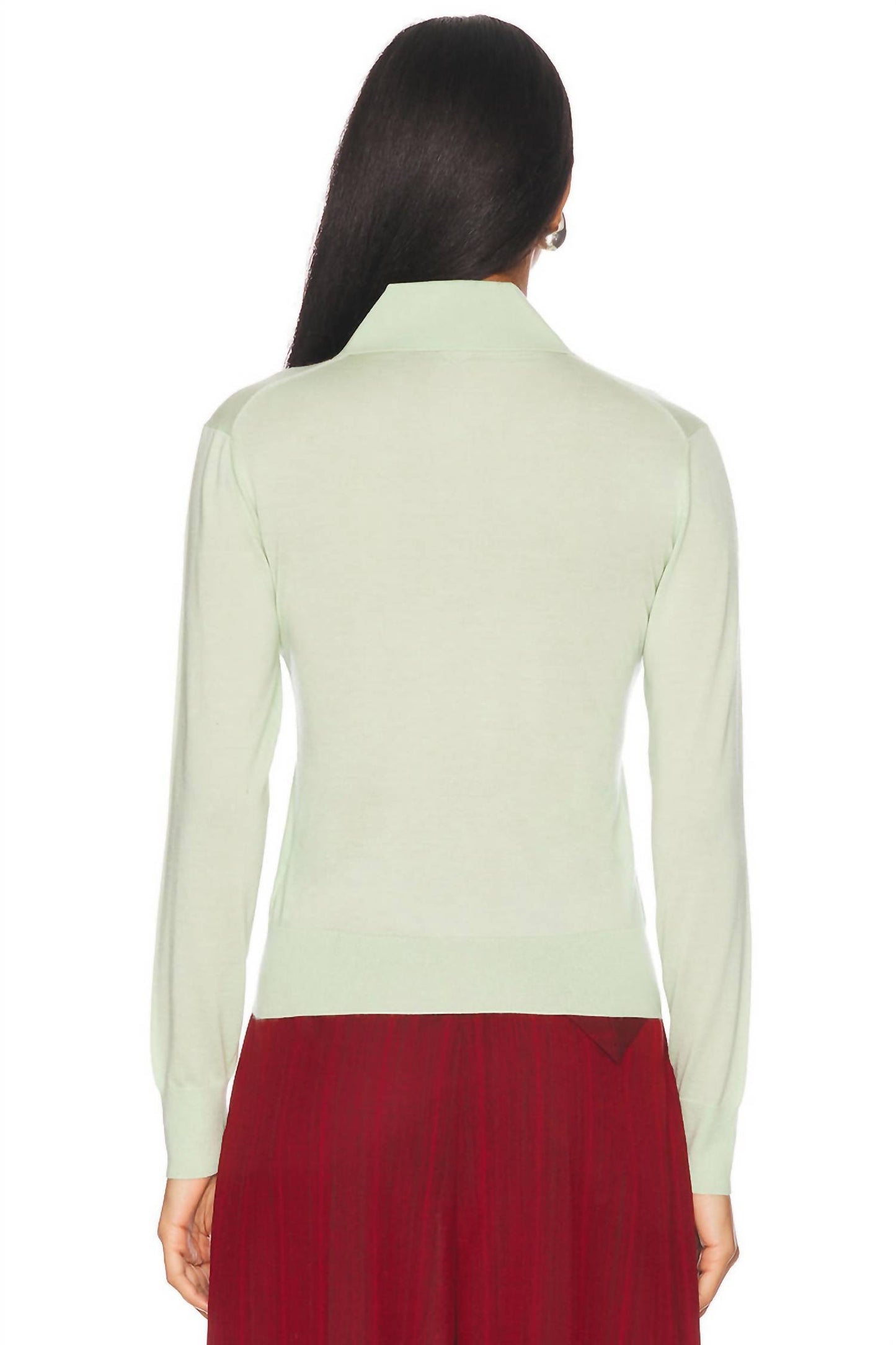 Fine Cashmere Crop Polo Embroidery Shirt