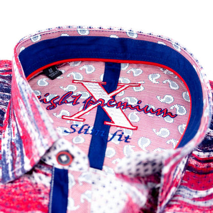 Men's Button Down Print Shirt With Paisley Trim