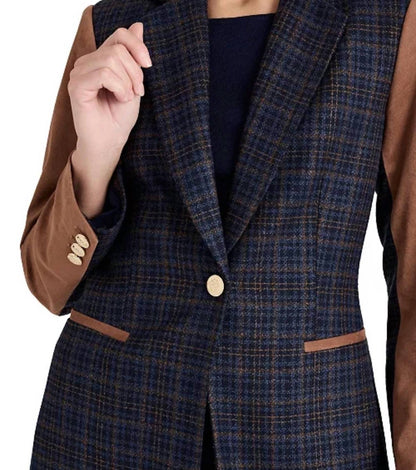 Plaid And Suede Blazer