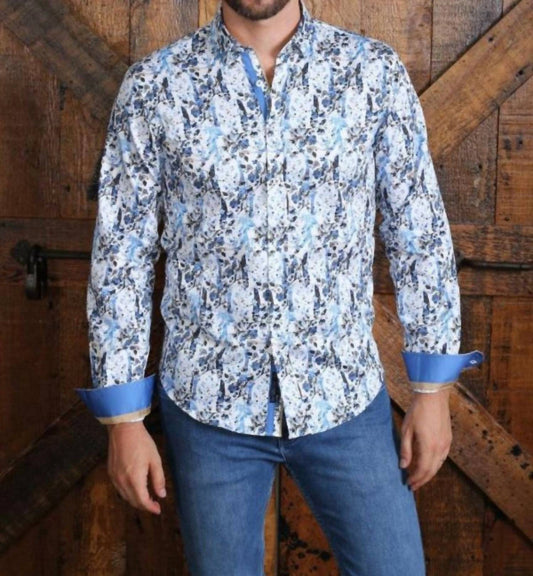 Flower Button Down Shirt With Trim