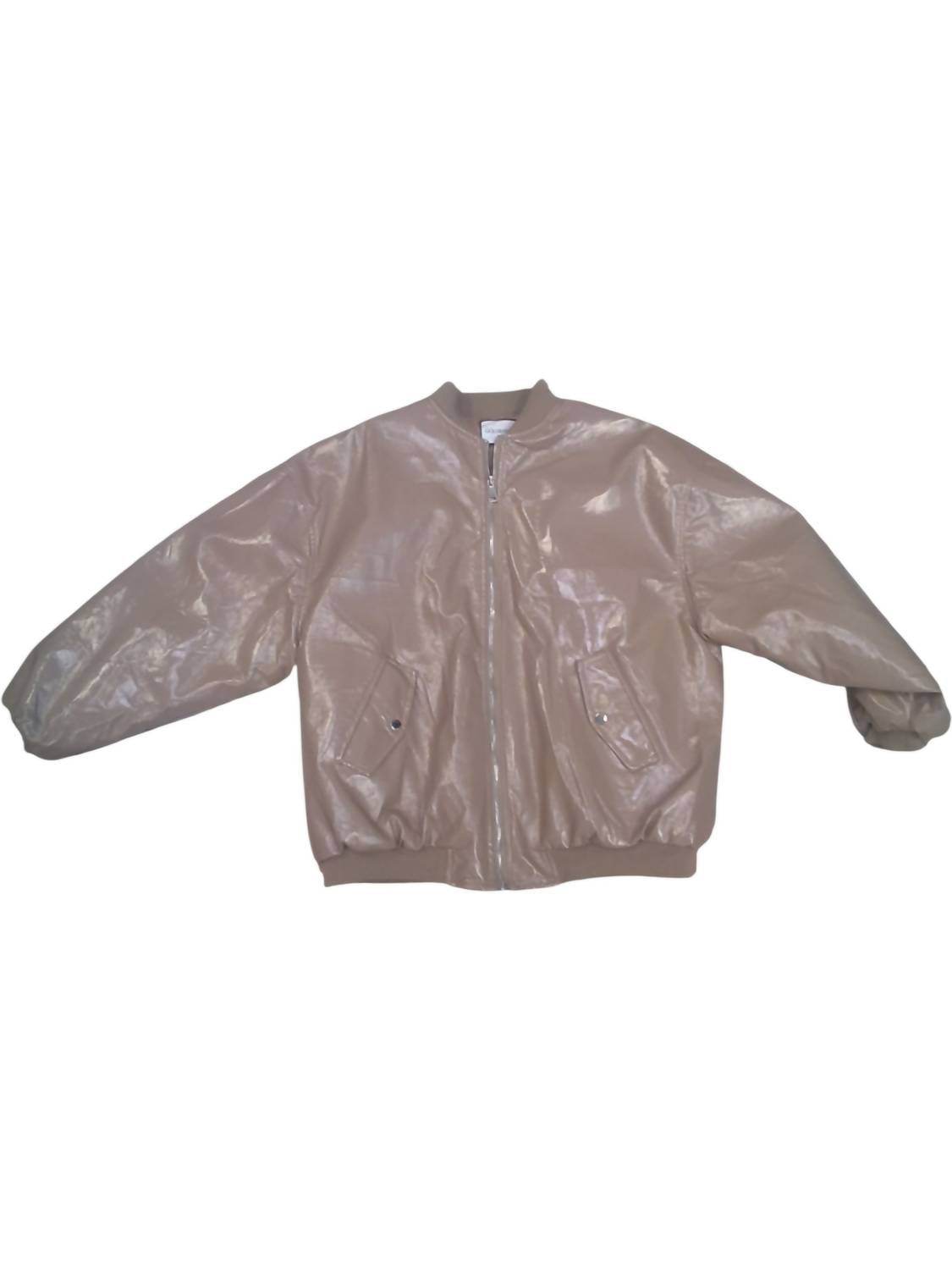Gold & Silver - Women's Leather Bomber Jacket - Rack Hunt