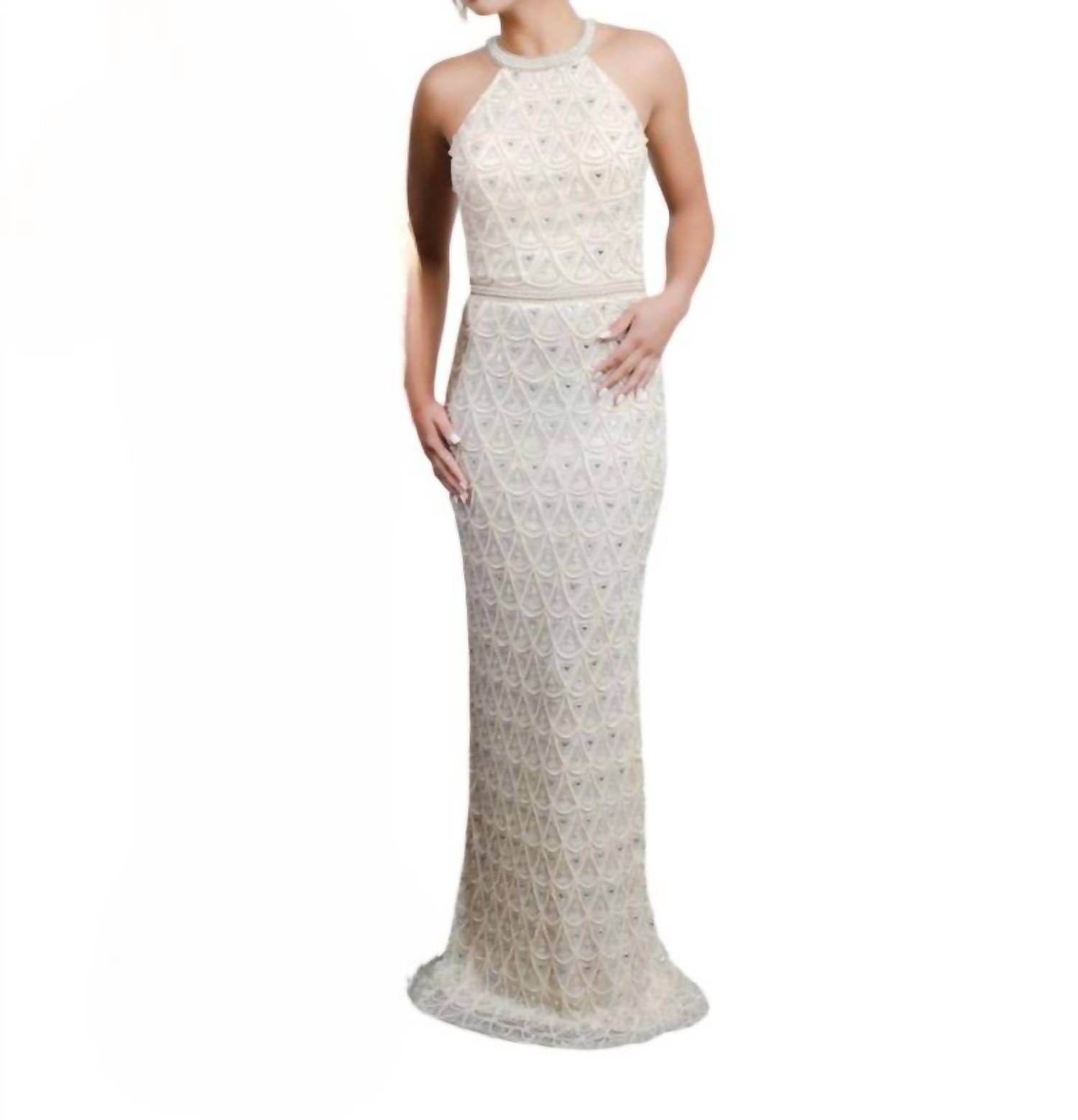 Zasa Chic - Embroidered Halter Maxi Gown - Rack Hunt