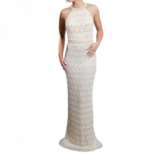 Zasa Chic - Embroidered Halter Maxi Gown - Rack Hunt