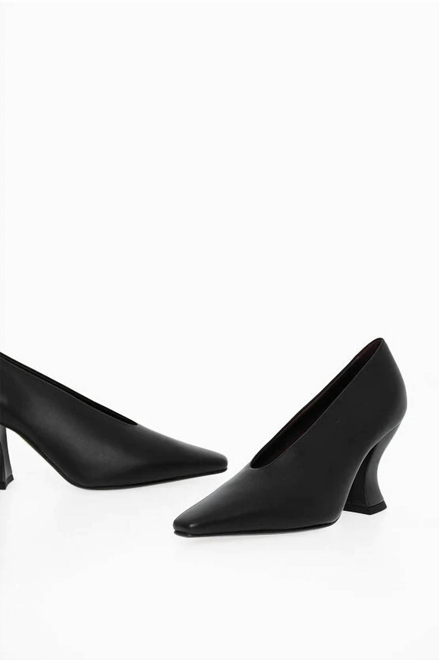 Women's Lambskin Almond Pumps With Cuban Heel