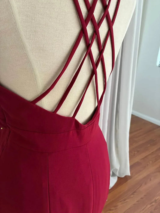 Dessy - Women's Crepe Halter X-back Dress - Rack Hunt