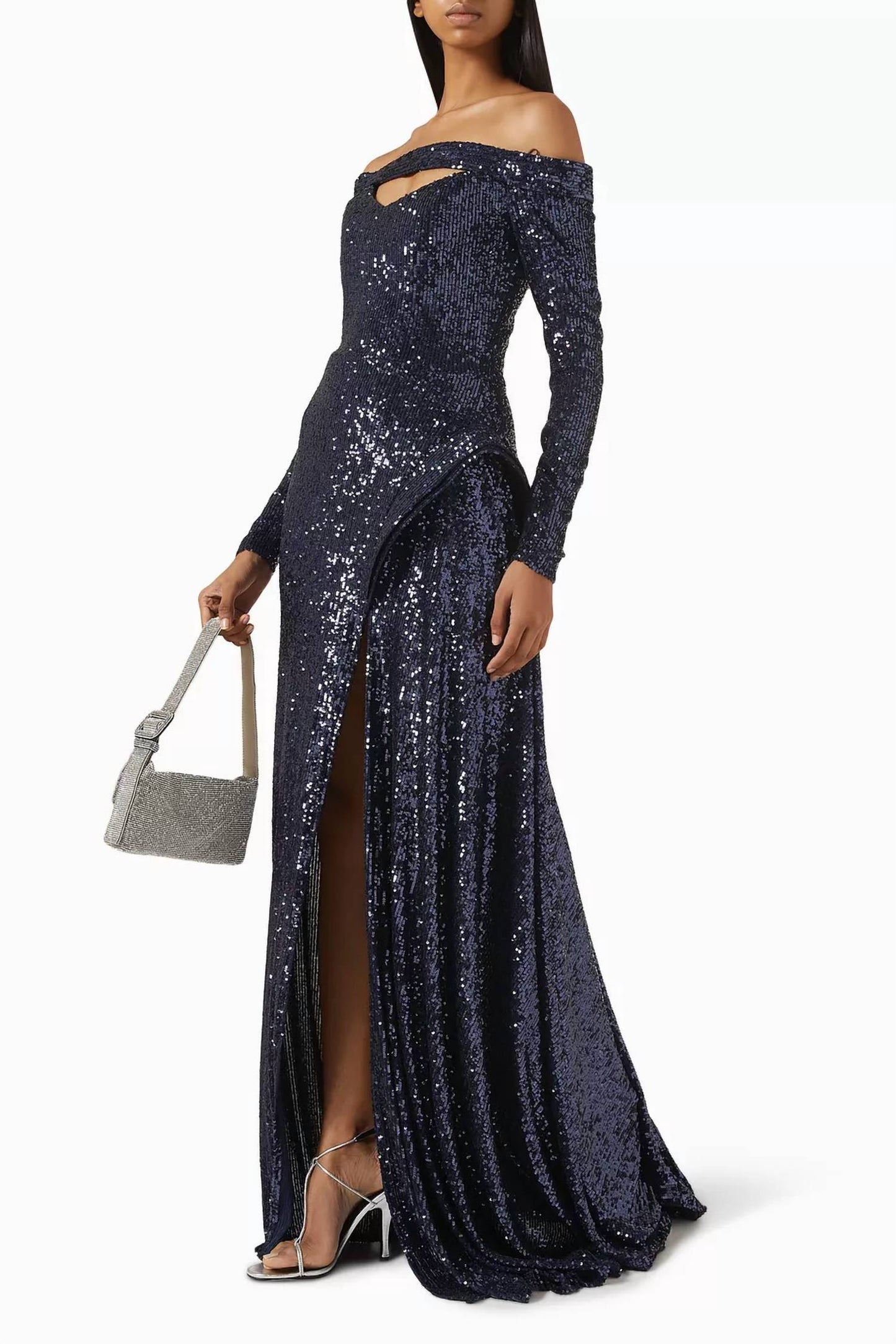 Off-shoulder Long Sleeve Gown